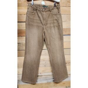 Vintage Ralph Lauren Women’s Studded Khaki Jeans (Size 14)